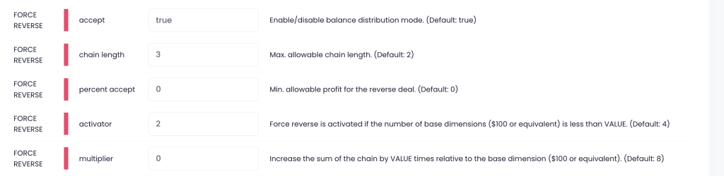 HETHA.IO Force Reverse settings for reverse chains in crypto arbitrage